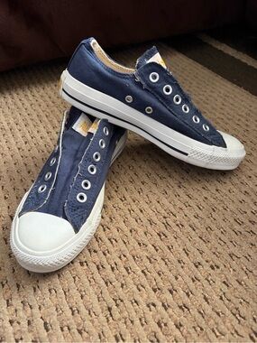 Women's Navy Slip-On Canvas Sneakers